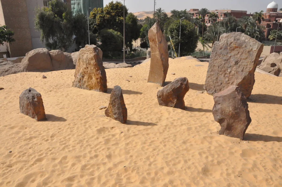 Nabta Playa standing stones close-up with shadows