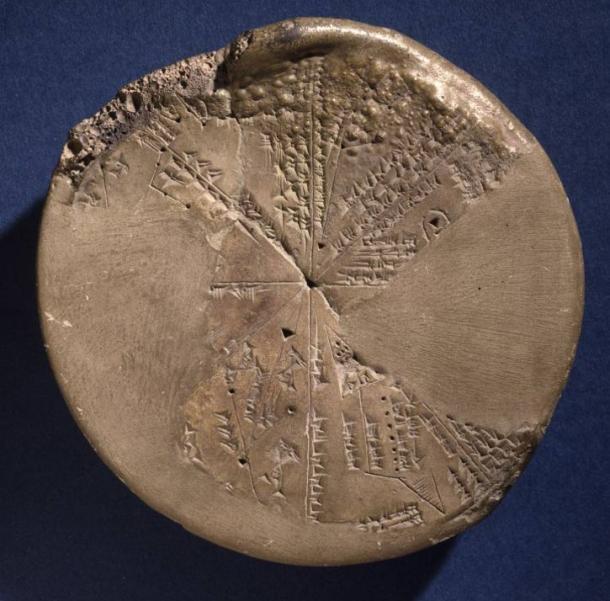 Round Babylonian tablet divided into sectors